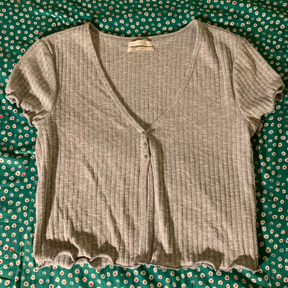 Gray Lettuce Trimmed UO Top